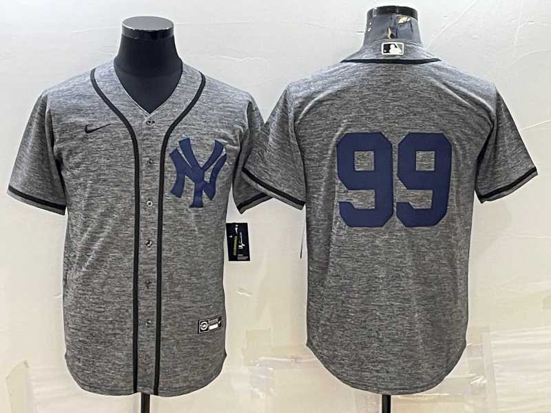 Mens New York Yankees #99 Aaron Judgey No Name Grey Gridiron Cool Base Stitched Jerseys